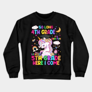 So Long 4th Grade Graduation Class 2024 Unicorn Girls Crewneck Sweatshirt